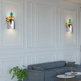 Aplica de perete TROPEA 1xE27/15W/230V auriu/albastru/bej fumuriu/gri