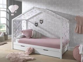 Set DALLAS în alb este format dintr-un Pat copii Vipack fără gard (90 x 200 cm), un sertar și un set textil.