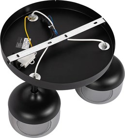 Spotlight de design negru cu auriu și sticlă fumurie 3 lumini rotund - Kyan