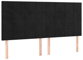 Cadru de pat cu tablie, negru, 180x200 cm, catifea Negru, 180 x 200 cm, Cu blocuri patrate