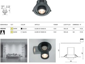 Spot LED incastrabil rotativ retractabil Hidden negru