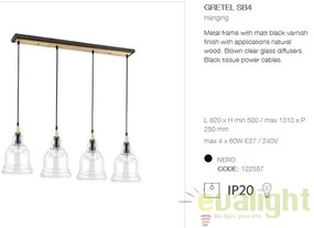 Lustra cu 4 pendule din sticla suflata, GRETEL SB4 122557