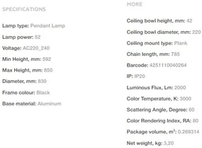 Lustra moderna LED 3000K design minimalist Line negru