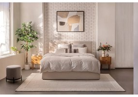 Pat dublu tapițat bej cu spațiu de depozitare cu saltea/ grătar 180x200 cm Thessa Bold - Bonami Selection