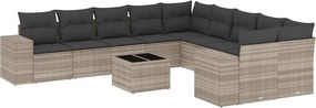 vidaXL Set canapele de grădină cu perne, 11 piese, gri, poliratan