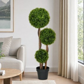 HOMCOM Plantă Artificială de Buxus cu 3 Ffere și Frunze de Bambus | Aosom Romania
