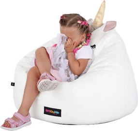 Fotoliu tip sac unicorn, alb, INOROG