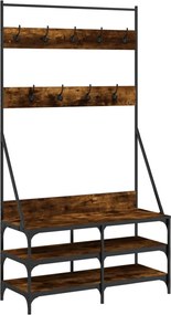 vidaXL Suport de haine cu raft de pantofi stejar fumuriu, 100x40x184cm