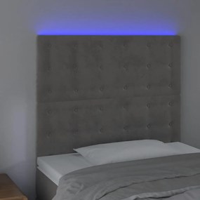Tablie de pat cu LED, gri deschis, 80x5x118 128 cm, catifea 1, Gri deschis, 80 x 5 x 118 128 cm