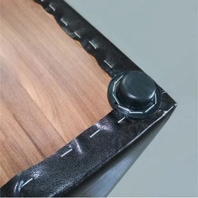 Taburet Cub Piele Wenge, 38 x 42 x 38 cm