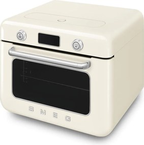 Mini-cuptor cu functie combinata de gatit cu abur Smeg COF01CREU, 1800 W, 10 functii, Ecran LCD, 40-230°C, Crem