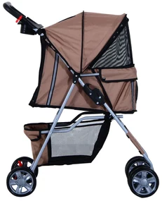 PawHut Cărucior pentru Câini de până la 10 kg, 75x45x97 cm, Maro | Aosom Romania