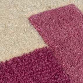 Covor galben/roz țesut manual din lână 120x170 cm Kai Wool Border – Flair Rugs