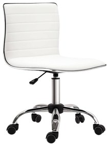 HOMCOM Scaun birou fără brațe, scaun de birou, înălțime reglabilă, șezut și spătar căptușite, 48x52x78-90cm, alb | Aosom Romania
