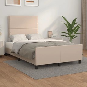 vidaXL Cadru de pat cu tăblie, cappuccino, 120x200 cm, piele ecologică