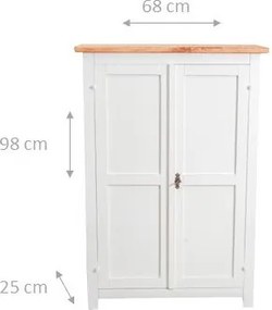 Dulap mic, L68 25 H98 cm, alb antic natur, lemn masiv