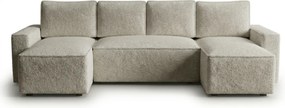 Canapea extensibila in forma de U SMART BOUCLE, gri-bej, 303x143 cm