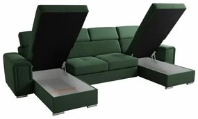 Rozk. canapea colț universal în U cu spațiu depozitare SALVADA verde