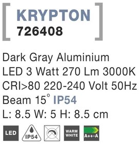 Spot LED ambiental scari de exterior IP54 KRYPTON NVL-726408