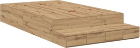 vidaXL Cadru de pat cu depozitare cu sertar Stejar Artizanal 120 cm