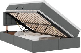 vidaXL Pat cu saltea și LED cu saltea Gri închis 120 x 190 cm țesătură