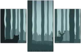 Tablou - Cerb cu lup pe stânci (90x60 cm)