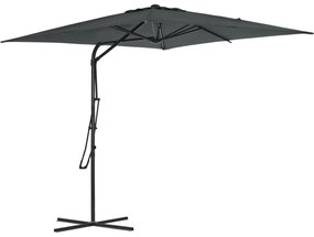 Outsunny Umbrelă de soare pătrată de exterior 2,5 x 2,5 m, umbrelă de grădină protecție UV bază cruciformă inclusă gri închis | Aosom Romania