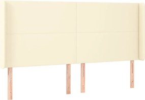 vidaXL Tăblie de pat cu aripioare, crem, 203x16x118/128 cm, piele eco