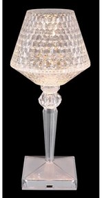 Lampa de masa cu baterii, plastic transparent cu efect de cristal Gixi alb