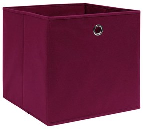 Cutii depozitare, 4 buc., rosu inchis, 32x32x32 cm, textil 4, 1, Rosu inchis fara capace, Rosu inchis fara capace