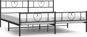 vidaXL Cadru pat metalic cu tăblii de cap/picioare, negru, 193x203 cm