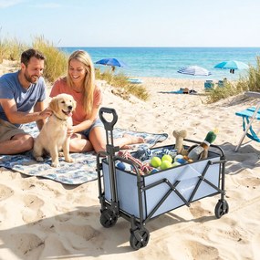 Outsunny Cărucior de Grădină Remorcă de Transport Pliabil pentru Toate Terenurile 66L Sarcină 68kg Mâner Reglabil 81 x 45 x 89 cm Gri | Aosom Romania