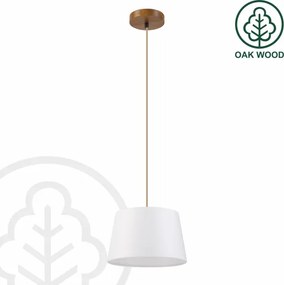 Lustră suspendată AIDA pe cablu, 1xE27/60W/230V, Ø 25 cm, stejar/maro/alb