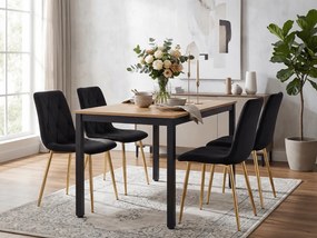 Negru scaun bucatarie LIBRA din catifea cu picioare aurii