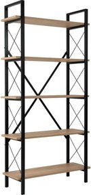 Etajera ELYSIAN, stejar/negru, PAL/metal, 90x34x180 cm