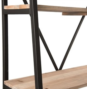 Etajera natur, din lemn si metal, 5 rafturi, Etage