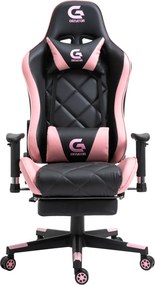 Scaun gaming Genator, suport picioare, funcție sezlong, SIG 5028, Negru/Roz