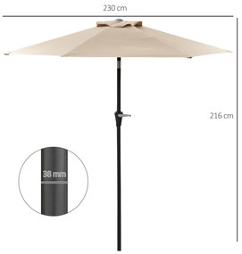 Outsunny Umbrelă de Grădină Înclinabilă, pentru Terasă cu Deschidere cu Manivelă, Kaki, 2.3x2 m | Aosom Romania