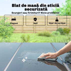 Outsunny Set Grădină 7 Piese: Masă Dreptunghiulară, 6 Scaune Stivuibile | Aosom Romania