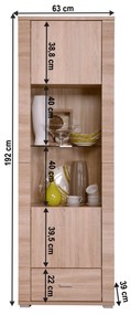 Vitrină tip 5, stejar sonoma, GRAND