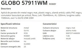 Aplica de perete cu spot directionabil design modern Robby alama antic