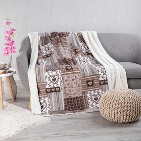 Pătură cu blăniță PATCHWORK bej 150 x 200 cm