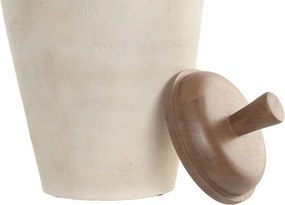 Vază decorativă tip tibor, stil rustic natural, culoare teracotă cu blat natur, din lemn de mango, „Tibor”