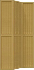 vidaXL Paravan de cameră cu 3 panouri, maro, lemn masiv paulownia