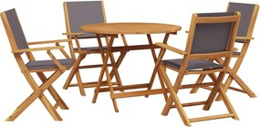 vidaXL Set mobilier de grădină 5 piese textil antracit/lemn masiv