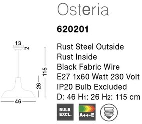 Pendul modern design industrial style Osteria maro rustic NVL-620201