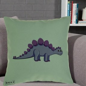 Perna Personalizata Stegozaur Mov, 40x40 cm, Verde, Husa Detasabila, Perna Inclusa, BEKZ®