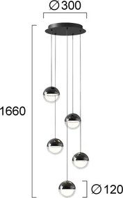 Candelabru LED suspendat pe cablu ZIREA LED/30W/230V, negru