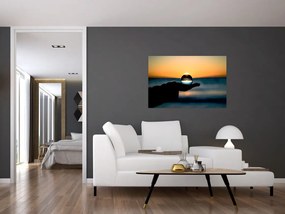 Tabloul cu bilă din sticlă în palmă (90x60 cm)