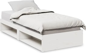 vidaXL Pat de zi fără saltea alb 100x200 cm lemn masiv de pin